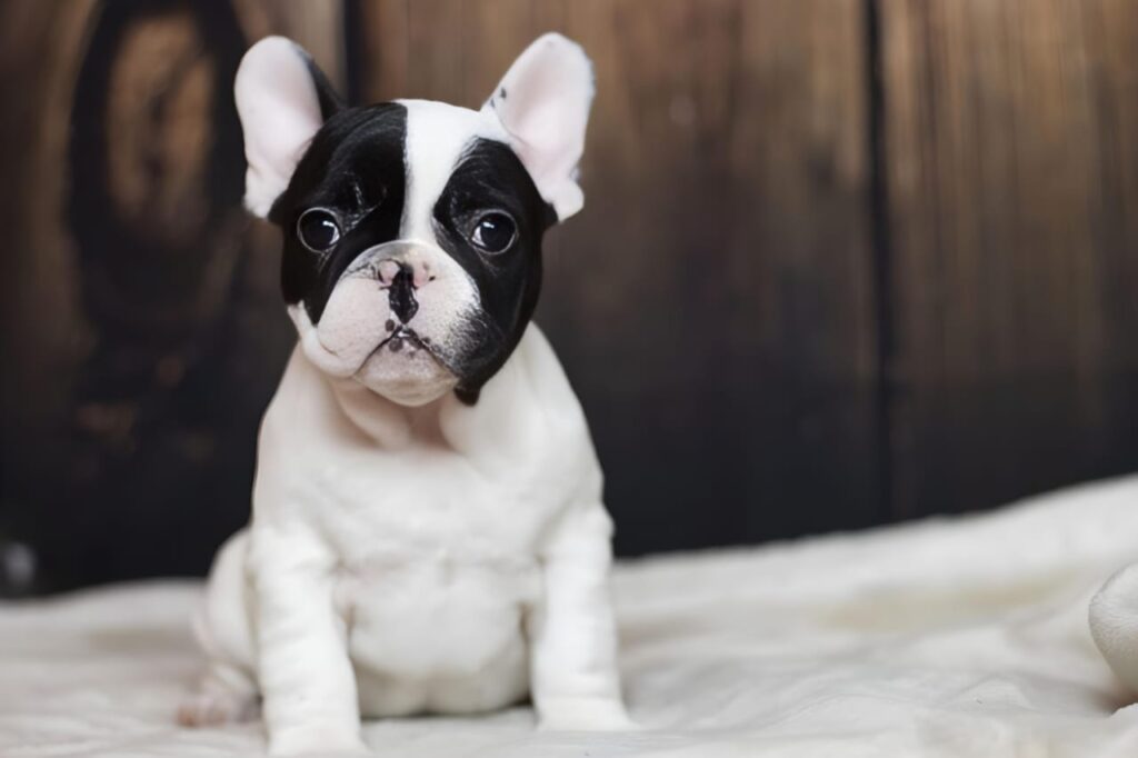 Black and white pied French bulldog